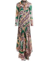Etro - Maxi-Jurk Met Paisley-Print En Ruches - Lyst