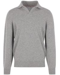 Brunello Cucinelli - Pull En Cachemire À Col Polo - Lyst