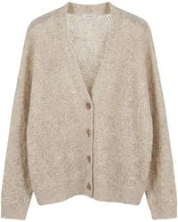 Peserico - Sequin-Embellished Open-Knit Cardigan - Lyst