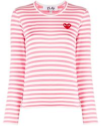 COMME DES GARÇONS PLAY - T277 Bright Striped Long Sleeve Pink - Lyst