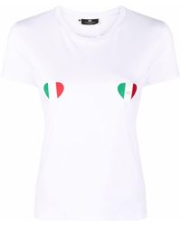 Elisabetta Franchi - Love Italy Short-sleeve Cotton T-shirt - Lyst