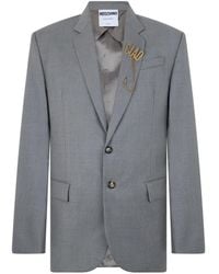 Moschino - Blazer À Simple Boutonnage Et Pins À Logo - Lyst