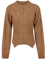 Dondup - Cable-Knit Pointelle-Trim Sweater - Lyst