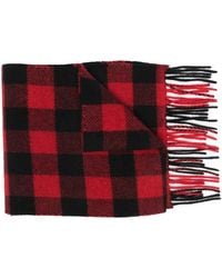 Woolrich - Check-Pattern Fringed-Edge Scarf - Lyst