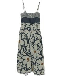 Luisa Cerano - Robe Mi-Longue Fleurie À Taille Froncée - Lyst