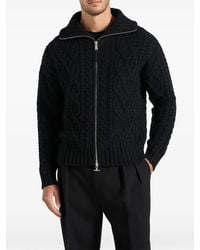 Manière De Voir - Cardigan Amael En Maille Torsadée De Laine Mélangée Noire - Lyst