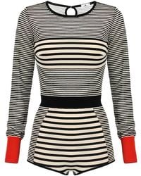 Elisabetta Franchi - Knit Fabric Romper Suit With A Mix Of Stripes - Lyst