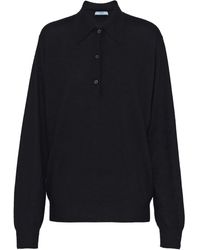 Prada - Long-Sleeve Cashmere Polo Shirt - Lyst