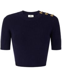 Elisabetta Franchi - Knit Top With Jewel Details - Lyst