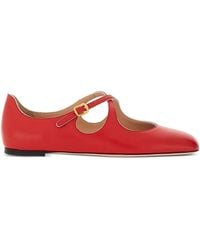 Bally - Beliska Cross-Strap Leather Ballet Flats - Lyst