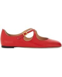 Bally - Beliska Cross-Strap Leather Ballet Flats - Lyst