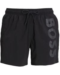 BOSS - Logo-Print Swim Shorts - Lyst