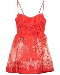 Zimmermann - Rebellion Mini-Jurk Met Bloemenprint En Veters - Lyst