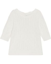 Ganni - Cable-knit Organic Cotton T-shirt - Lyst