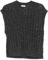 Brunello Cucinelli - Sequin-Embellished Sleeveless Top - Lyst