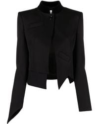 Moschino - Cropped Asymmetric Twill Blazer - Lyst