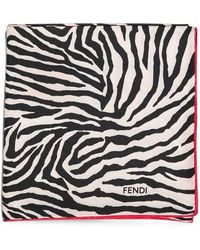 Fendi - Silk Foulard With Tiger Animalier-Print - Lyst