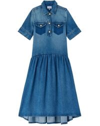 Ganni - Denim Midi Dress - Lyst