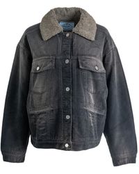 Prada - Veste En Velours Côtelé À Col Contrastant - Lyst