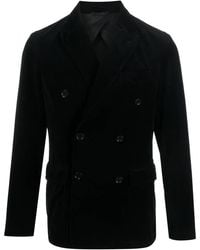 Aspesi - Notched-Lapels Velvet-Finish Double-Breasted Blazer - Lyst