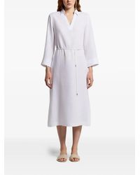 Peserico - V-Neck Tie-Detail Midi Dress - Lyst