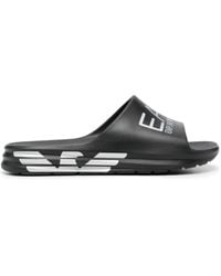 EA7 - Logo-Print Slip-On Slides - Lyst
