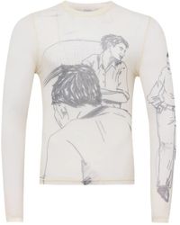 JW Anderson - T-Shirt Met Mesh En Lange Mouwen - Lyst