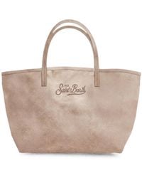 MC2 Saint Barth - City Logo-Print Suede Tote Bag - Lyst