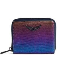 Zadig & Voltaire - Zv Mini Lizard-Embossed Metallic-Leather Coin Purse - Lyst