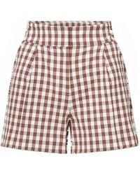 Veronica Beard - Haina Geplooide Shorts Met Gingham-Ruit - Lyst