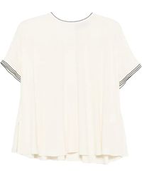 Fabiana Filippi - Striped-Trim Short-Sleeve Top - Lyst