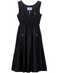Prada - Re-Nylon Midi-Jurk Met Logo-Applicatie - Lyst