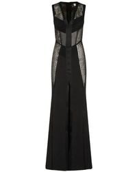 Elisabetta Franchi - Lace-Insert Ruched Maxi Dress - Lyst