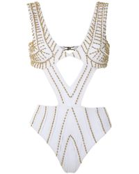 Amir Slama - Embroidered Cut Out Swimsuit - Lyst