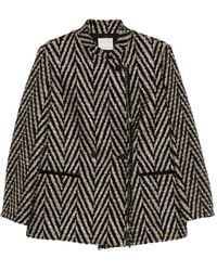 forte_forte - Chevron-Knit Fringed Coat - Lyst