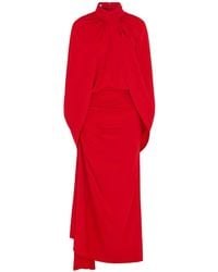 16Arlington - Dora Ruched Cape-Detail Midi Dress - Lyst