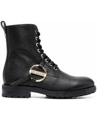 Love Moschino - Logo-Plaque Lace-Up Boots - Lyst