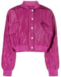 Maje - Quilted Cropped Bomber Jacket - Lyst