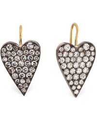 Sylva & Cie - Diamond Heart Earrings - Lyst