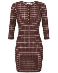 Elisabetta Franchi - Striped Cotton Thread Mini Dress - Lyst