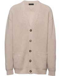 Prada - Oversized Ribbed-knit Cashmere Cardigan - Lyst