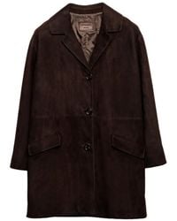 Prada - Manteau Mi-Long En Daim - Lyst