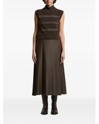 Peserico - Stripe-Detail Sleeveless Midi Dress - Lyst
