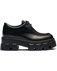 Prada - Leather Monolith Lace-up Loafers 55 - Lyst