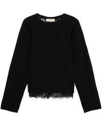 Blumarine - Pleated Lace-Panel Sweater - Lyst