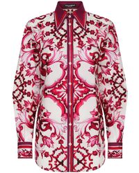Dolce & Gabbana - Majolica-Print Poplin Shirt - Lyst