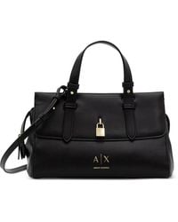 ARMANI EXCHANGE - Padlock-Detail Logo-Print Shoulder Bag - Lyst