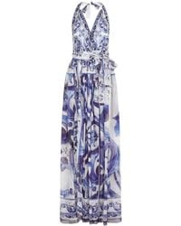 Dolce & Gabbana - Majolica-Print Chiffon Maxi Dress - Lyst