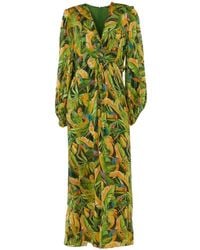 FARM Rio - Parrot-Print Gathered-Waist Midi Dress - Lyst