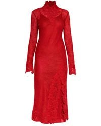 Blumarine - Jurk Met Hoge Hals En Kant - Lyst